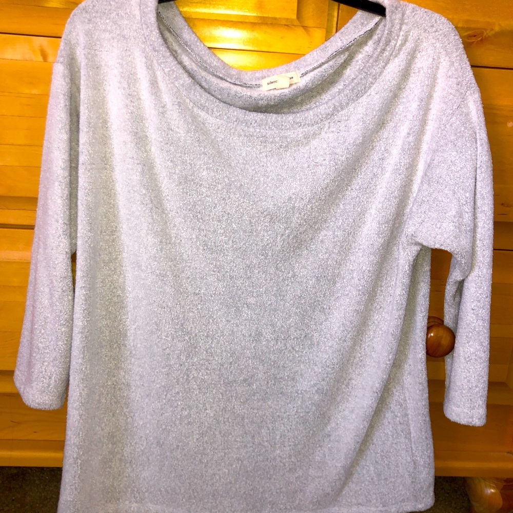 Gray sweater with thin white layer underneath